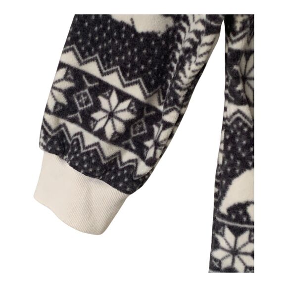 Old Navy Fleece PJs SZ M Women's Romper Black White One Piece Christmas Winter - Picture 5 of 14